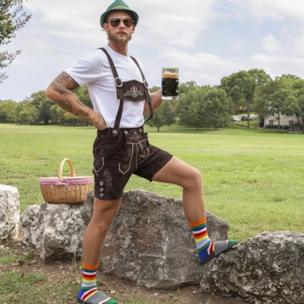 Chubbies Brand Lederhosen Mens Brown Leather Suede Sz XL Octoberfest
